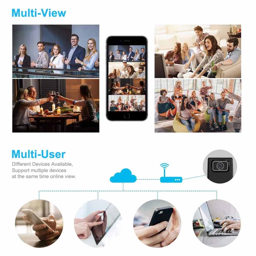 Мини Двойная камера WiFi HD 1080P Портативная Беспроводная небольшая ip-камера няня со
