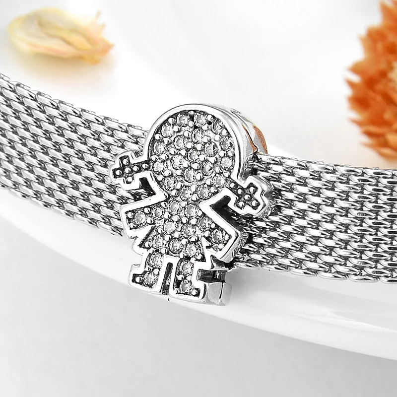 Симпатичная девушка 925 пробы серебро Игристые CZ Клипсы из бисера Fit отражения