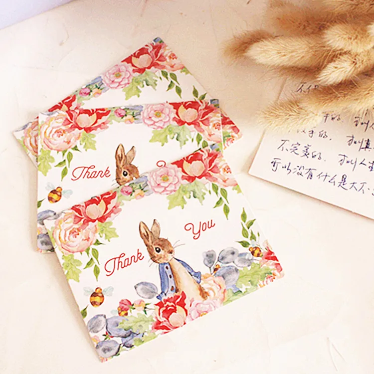 2018 Новинка! 100 шт./лот открытка с надписью thank you Pet rabbit изображением пейзажа