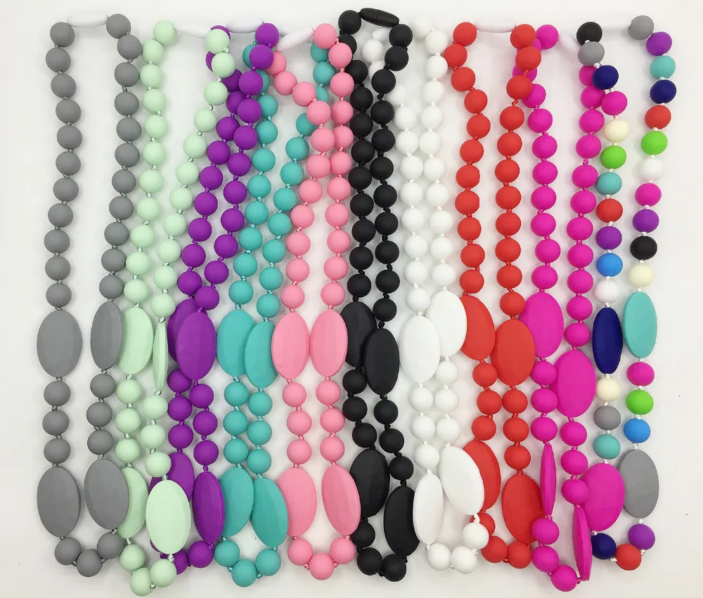 Силиконовое ожерелье для прорезывания зубов с бусинами мамы и ребенка кормления