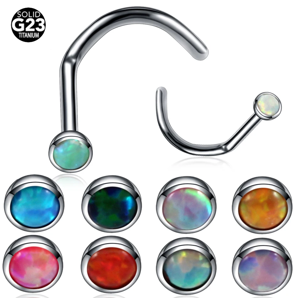 

1PC G23 Titanium Opal Stone Nostril Piercing Nariz Nose Piercing Nariz Nostril Ring Nose Stud Nose Earring Body Piercing Jewelry