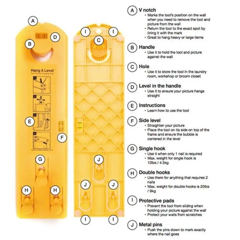 New suspension and horizontal picture hanging tool measuring tools |