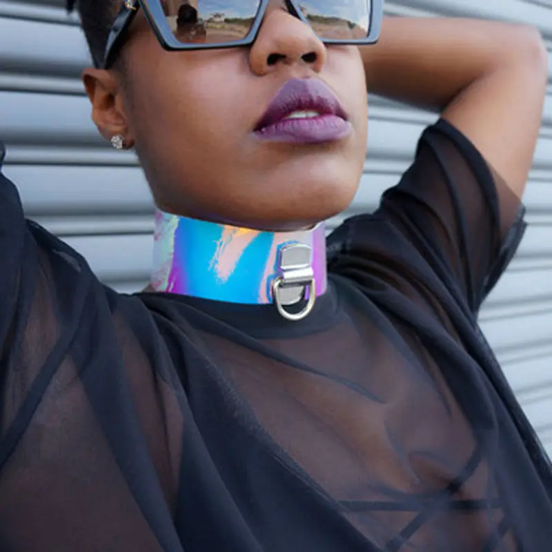 Большой БДСМ панк готика 100% ручной работы колье Голографический лазерный