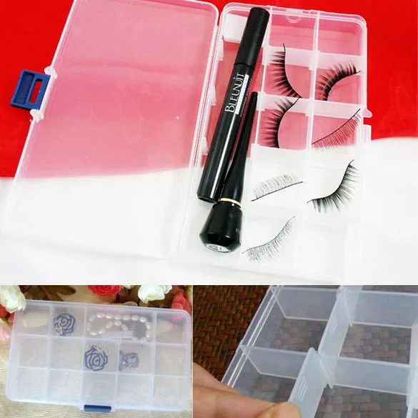 15 Detachable Clear Plastic Divided Storage Box Rhinestone Nail Art Tips | Дом и сад