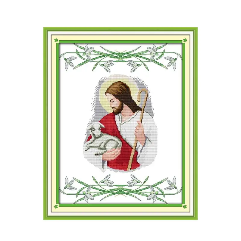 Joy Sunday комплекты для рукоделия с изображением Иисуса и овечки ручная вышивка