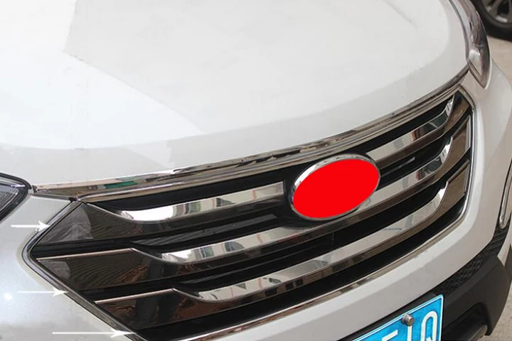 Для hyundai Santa Fe 2013 ABS Хромированная передняя решетка Вокруг отделки