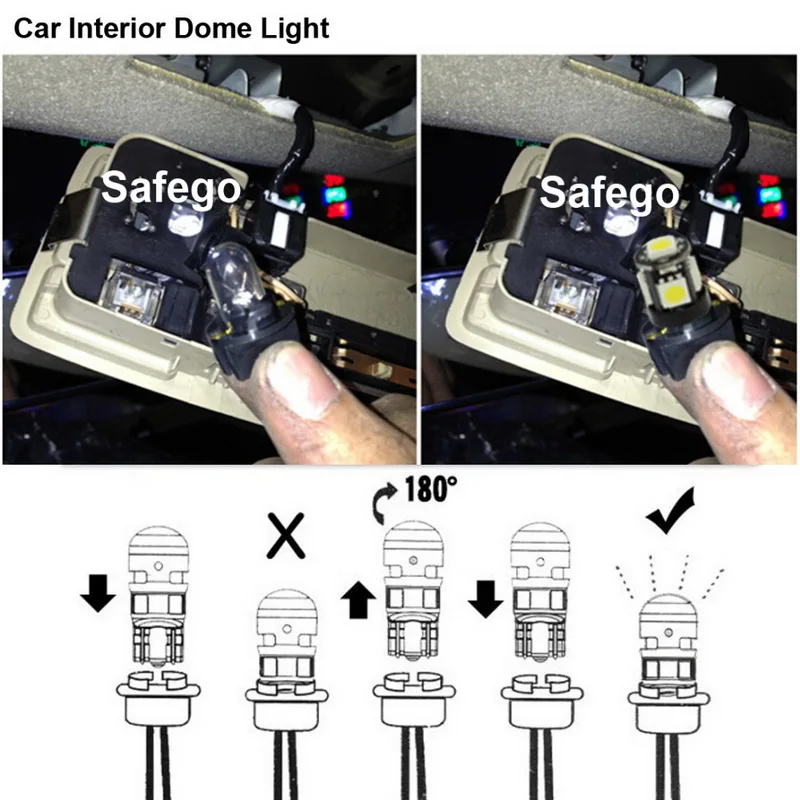 Safego 2 шт. T10 W5W светодиодный Автомобильный свет лампы 5050 194 168 2825 5SMD Клин Огни