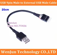 Free Shippign 20cm 24AWG PC computer motherboard Internal USB 9pin Male to External USB A Male data extension cable shielding