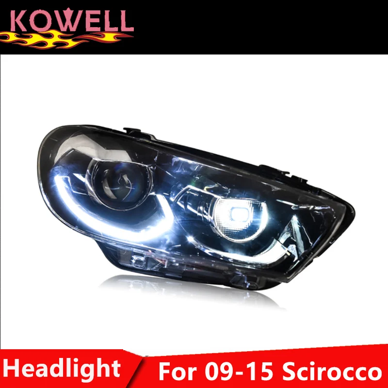 

KOWELL Car Styling for VW Scirocco1.4T led headlight 2009-2017 for Scirocco drl H7 hid Q5 Bi-Xenon Lens angel eye low beam