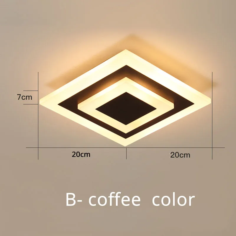 A coffee 1824 Потолочный светильник, Современная LED-лампа для освещения коридоров для ванной комнаты, гостиной, Круглый квадратный светильник, домашние декоративные светильники, Прямая поставка - Цвет корпуса: A coffee 1824