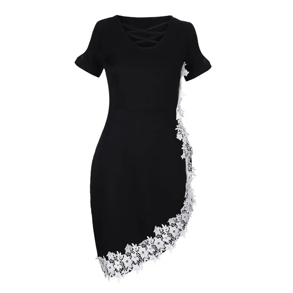 Женское асимметричное платье размера плюс с открытыми плечами аппликацией