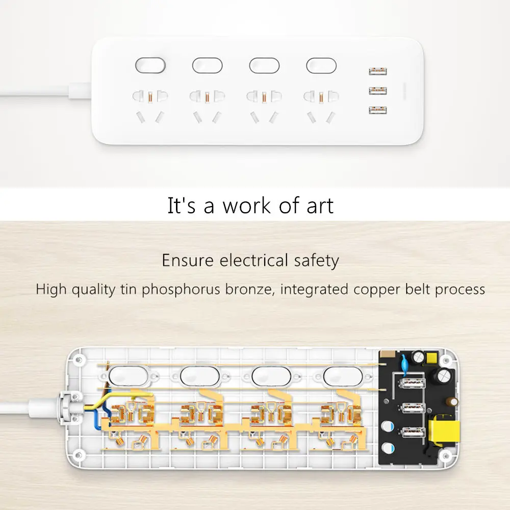 Оригинальный удлинитель для розетки Xiaomi Mijia с выключателем питания 3 USB 2 а адаптер
