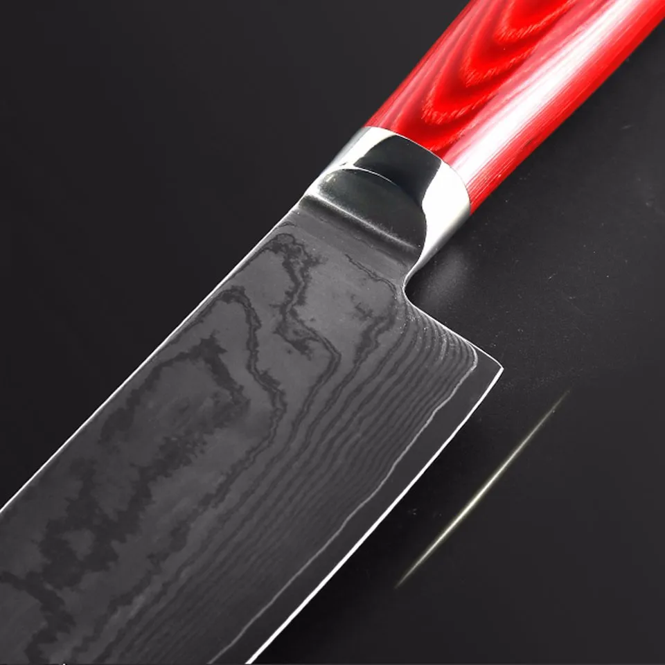 Кухонный нож шеф повара из дамасской стали 7 5 дюймов цветная деревянная ручка