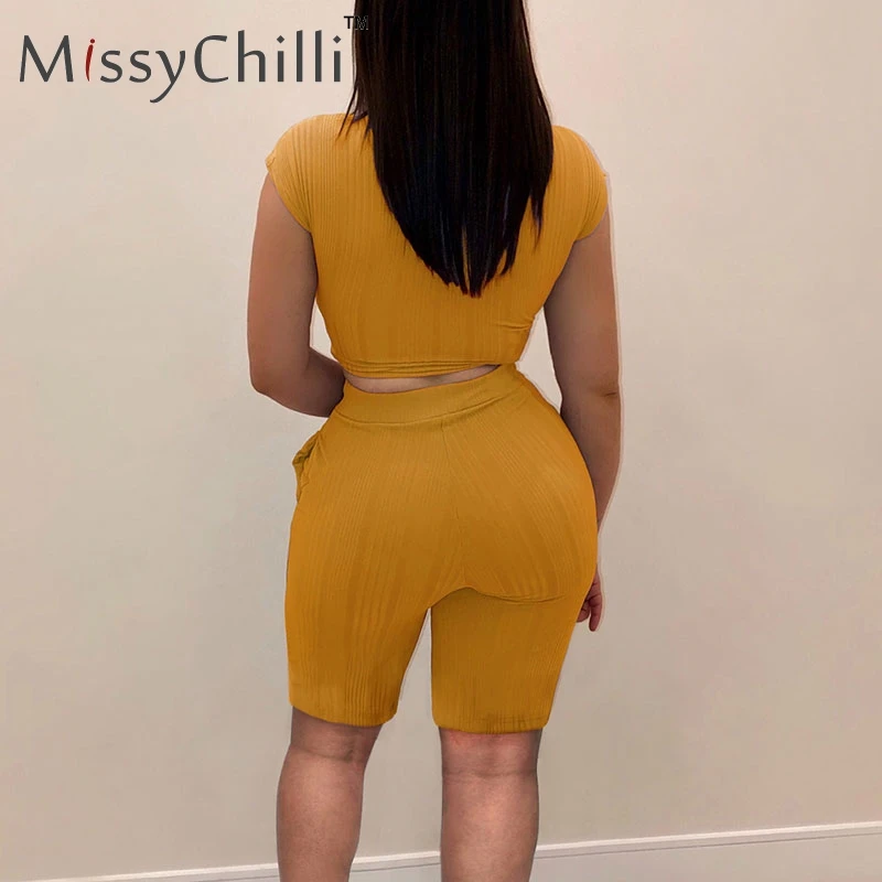 Женский трикотажный костюм MissyChilli черный короткий комбинезон на шнуровке летний