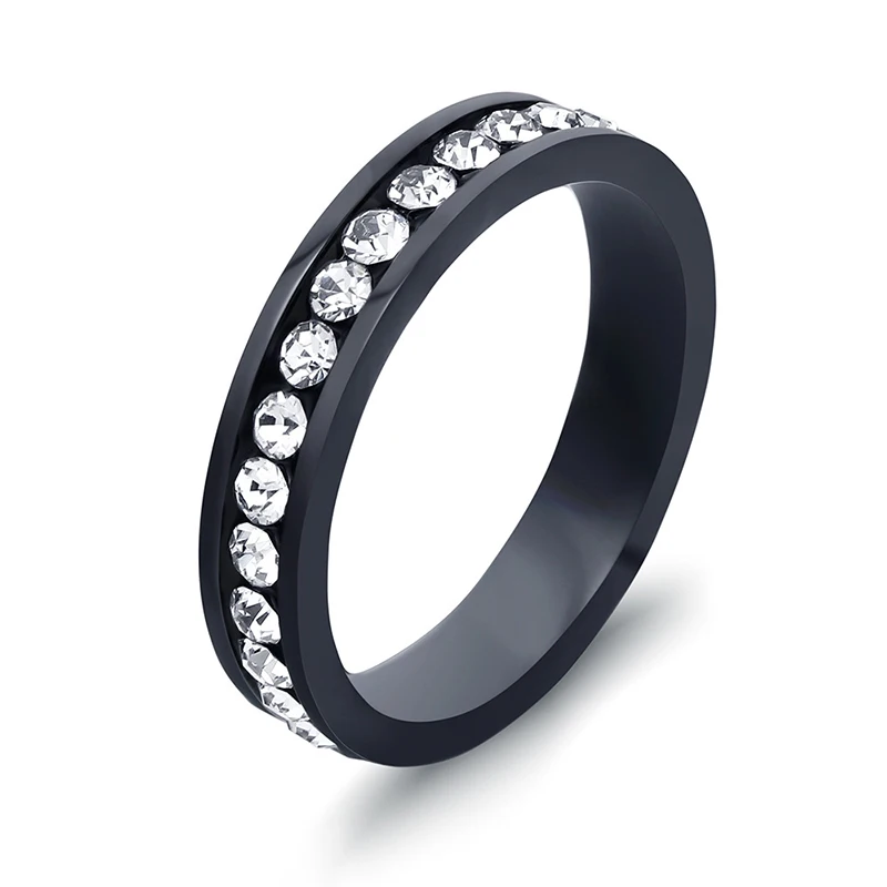 Кольца из нержавеющей стали с кристаллами женские обручальные Роскошные