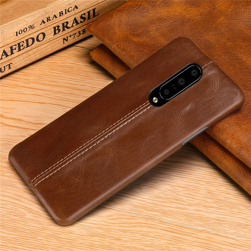 For OnePlus 7 Pro 6T 6 Case Luxury Vintage Genuine Leather Matte Hard Back Shell Skin Cover |