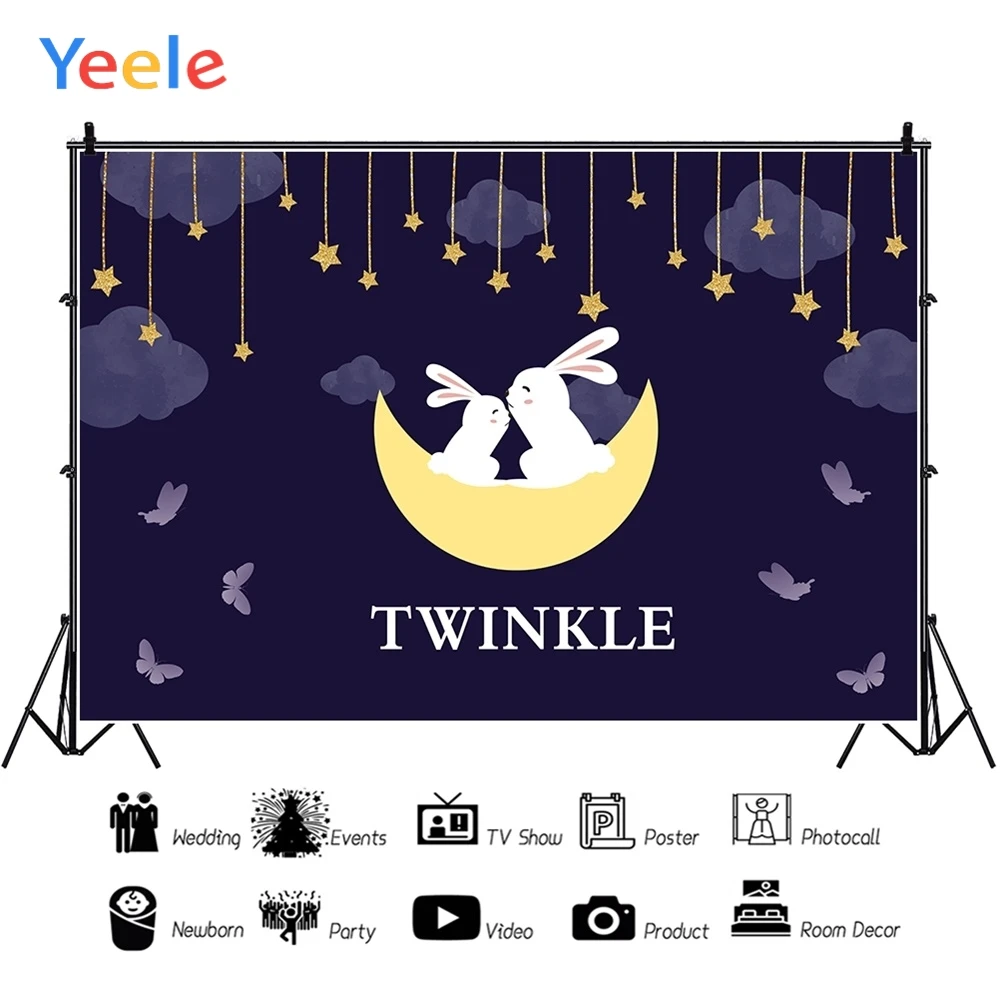 Yeele Twinkle Star Moon Rabbit Party фотография для детей Фон детской фотосъемки ночная сцена