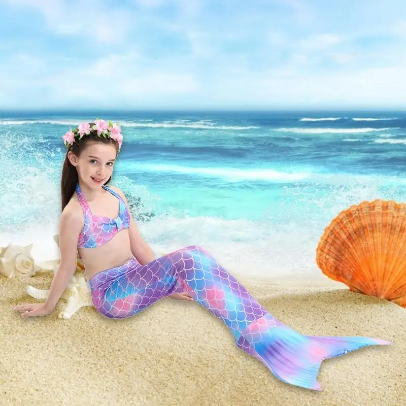 Костюм принцессы с рыбьим хвостом для девочек Раздельный купальник комплект