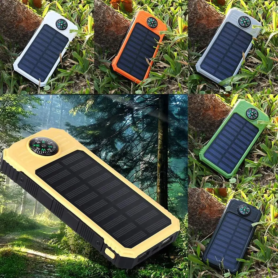 Наружный портативный компас фонарик Солнечный внешний аккумулятор USB для улицы