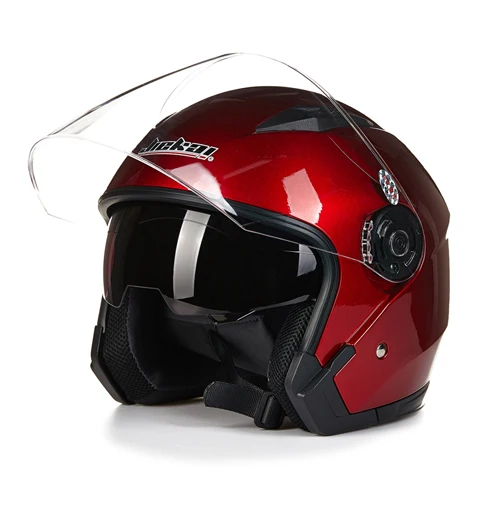 Красный Бренд JIEKAI 512 мотоциклетный шлем с открытым лицом Capacete De Moto Cascos гоночные очки мотоциклетные винтажные шлемы с двумя линзами - Цвет: Красный