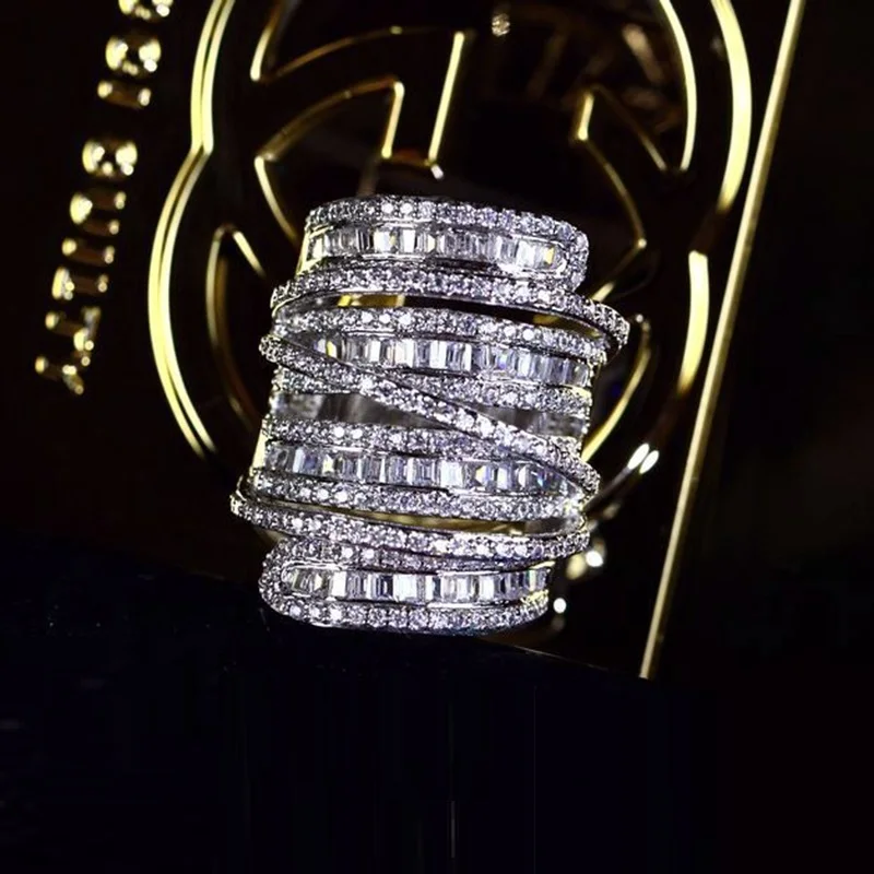 Женское и мужское модное кольцо широкое ювелирное изделие 20ct AAA Циркон CZ