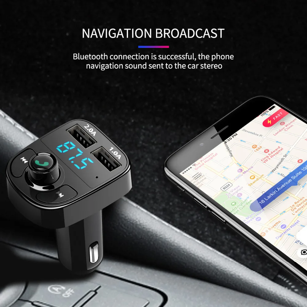 Многофункциональный Bluetooth автомобильный набор, свободные руки, Беспроводной fm-передатчик громкой связи Bluetooth гарнитура Aux FM модулятор Автомобильный аудио MP3 плеер 3.1A TF Micro SD мобильный телефон Dual USB зарядное устройство для зарядки