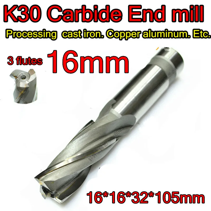 16*16*32*105 мм 16 Petiole 3 канавки ZCC.CT K30 твердосплавная Концевая фреза для обработки
