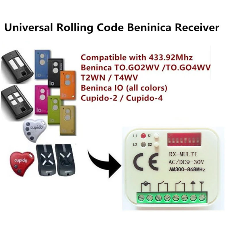 3x Лучшая цена! RX MULTI 300 900MHZ Beninca TO GO 2WV 433 92 MHZ Rolling code приемник дистанционного