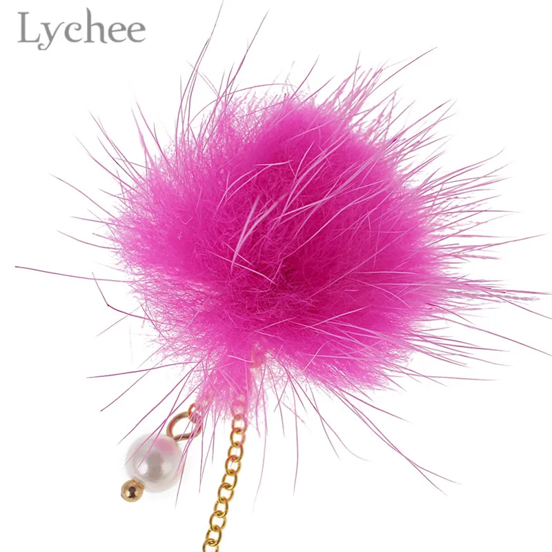 Lychee Модный меховой шар кисточки ногтей магнит женский брелки Kawaii помпон пушистые