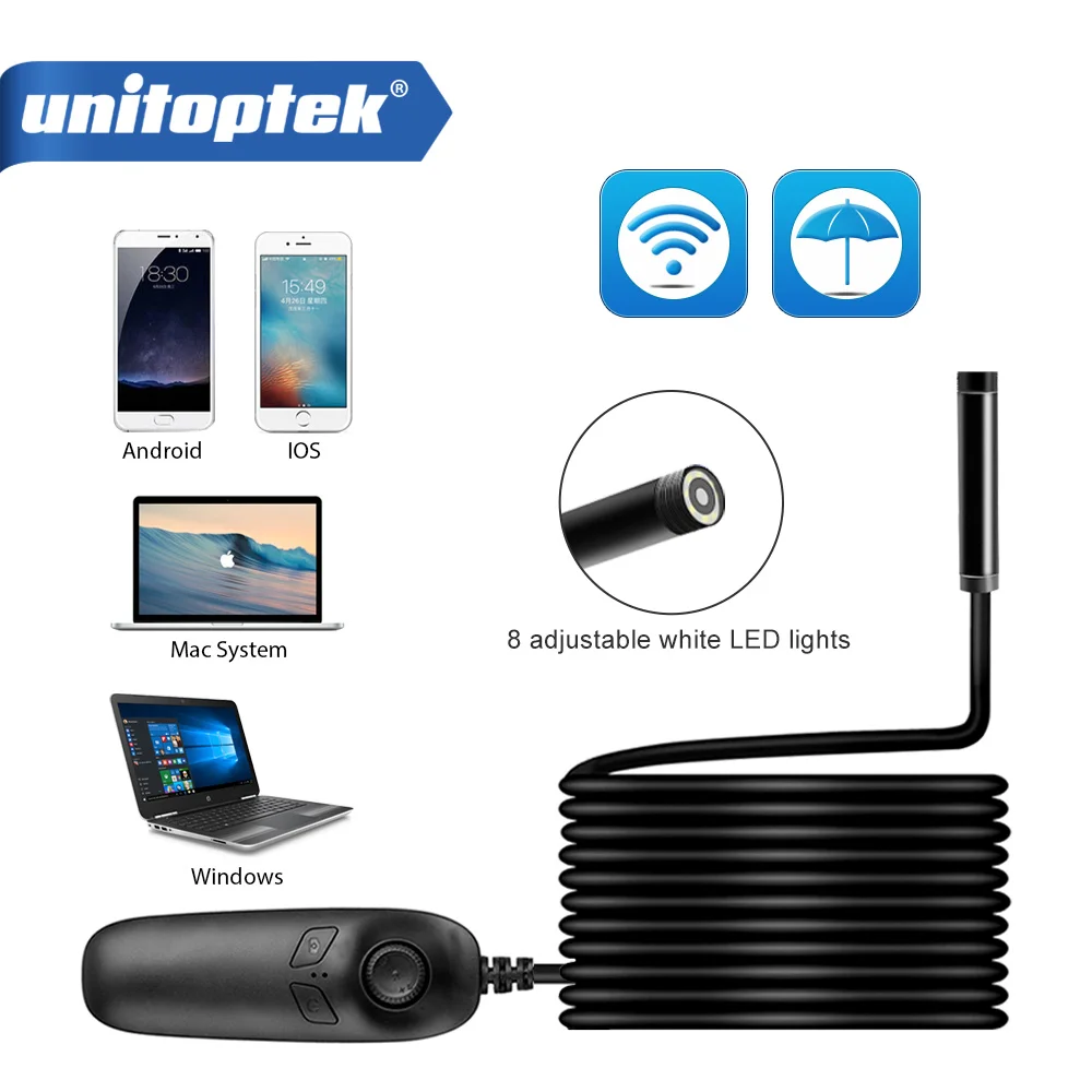 1200P телескопическая Wifi эндоскоп Инспекционная камера IP68 Водонепроницаемый 2.0MP