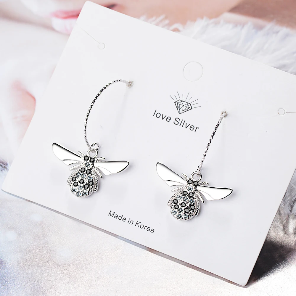 925 стерлингового серебра два Цвет s серебро кругу проложен микро циркон пчела