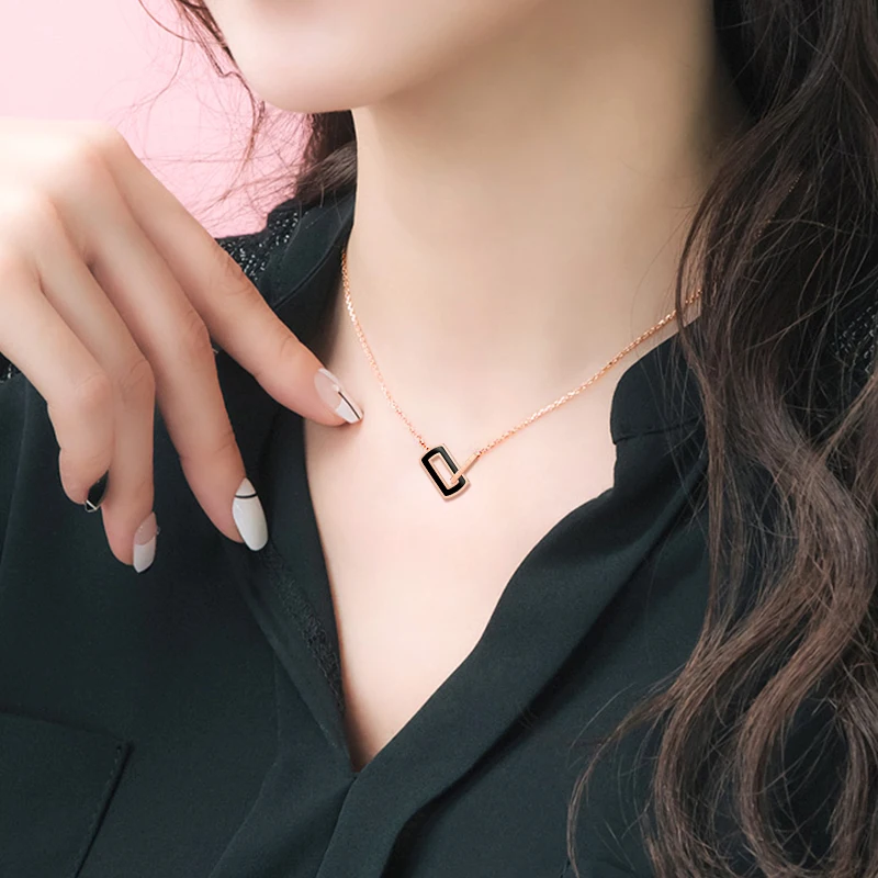 Новое поступление ожерелье YUN RUO из розового золота с квадратной ракушкой и