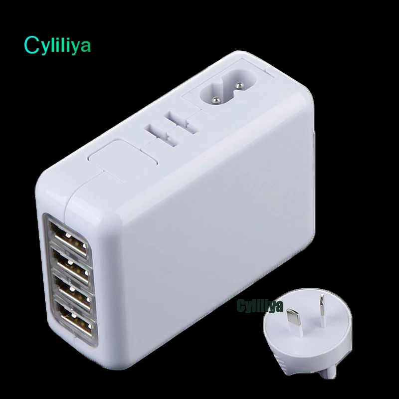 EU AU US UK вилка 4 порта USB настенное зарядное устройство 2.1A 10 Вт портативное для