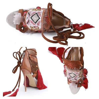 Сексуальная Открытым Носком Коричневый Пинетки Лодыжки Гладиатор Сандал