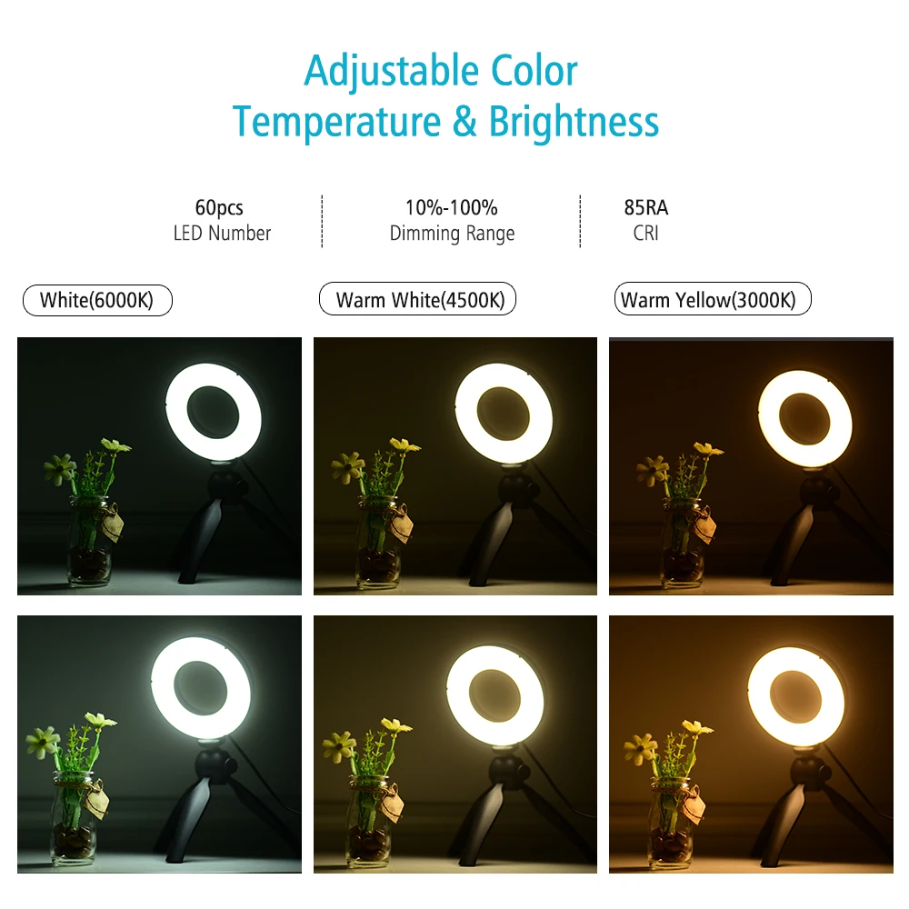 Кольцевой светильник для селфи маленький Многофункциональный светодиодный с