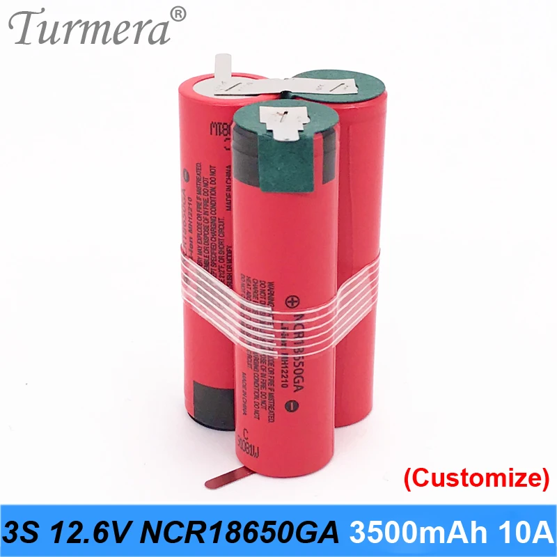Перезаряжаемая литиевая батарея Turmera 3S 10 8 В 12 3500 мАч NCR18650GA А для электрической
