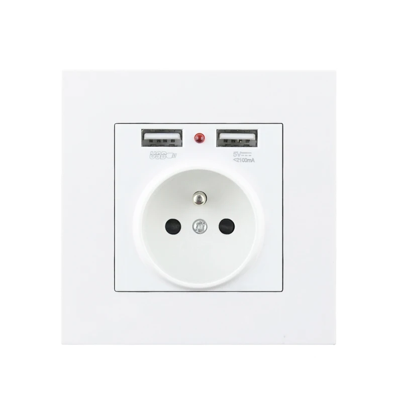 FR Socket Atlectric 16A ЕС Россия Франция розетка двойной USB порт настенный адаптер зарядка 2A настенное зарядное устройство USB розетка - Тип: FR Socket