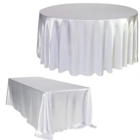 white roundrectangle satin tablecloth for kitchen dining table cover wedding dinner birthday party decor circular oval table