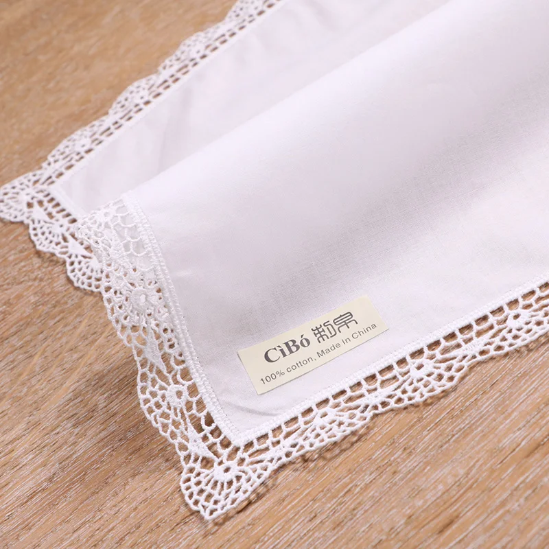 

A017: White or ivory premium cotton lace handkerchief blank crochet hankies for women/ladies wedding handkerchief