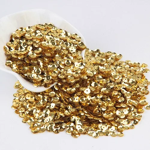 light gold Блестки 6 мм чашки ПВХ круглые пайетки свободные блестки для дома вечерние свадебные украшения для шитья DIY аксессуары 1600pcs20g - Цвет: light gold
