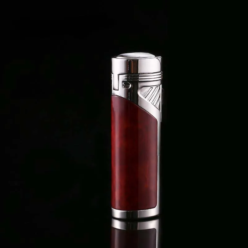 4 пламенная Зажигалка для сигарет газовая зажигалка ветрозащищенная реактивная горелка турбо зажигалки с сигарными сверлами аксессуары для сигарет