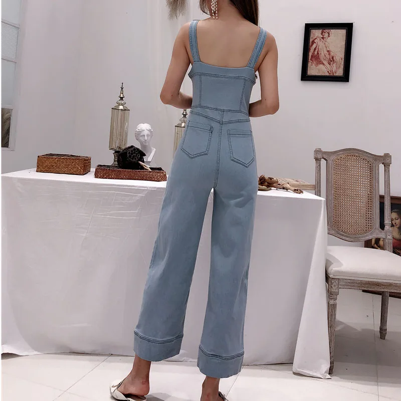 Возможно U синий комбинезон с открытой спиной полная длина карманы женские