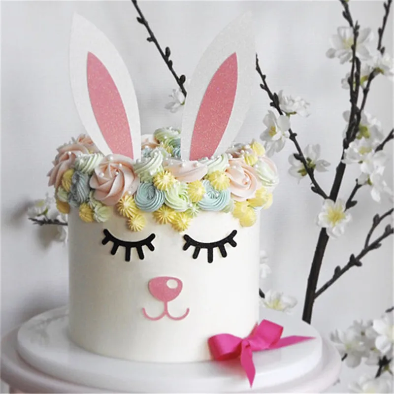 Omilut Easter Birthday Party Rabbit lovely Cake Topper Baby Shower Girl Decor Wedding |