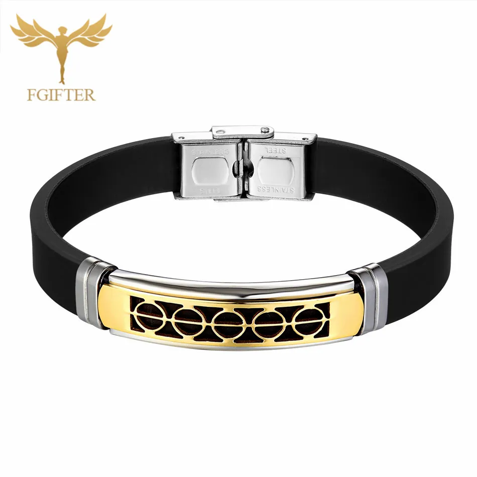 Bracelets Bangles Модный черный браслет, мужские ювелирные изделия, Золотые аксессуары из нержавеющей стали, мужской браслет в стиле панк, повседневные мужские ювелирные изделия - Окраска металла: Bracelets Bangles