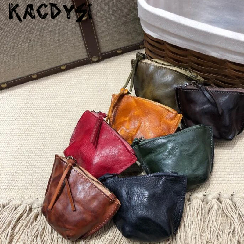 Маленький мужской кошелек из натуральной кожи цветной ретро коровьей тонкий