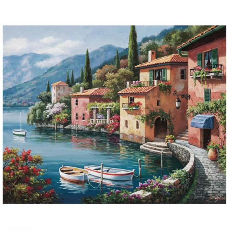 Набор для вышивки крестиком 14 карат картина маслом пейзаж дом картины