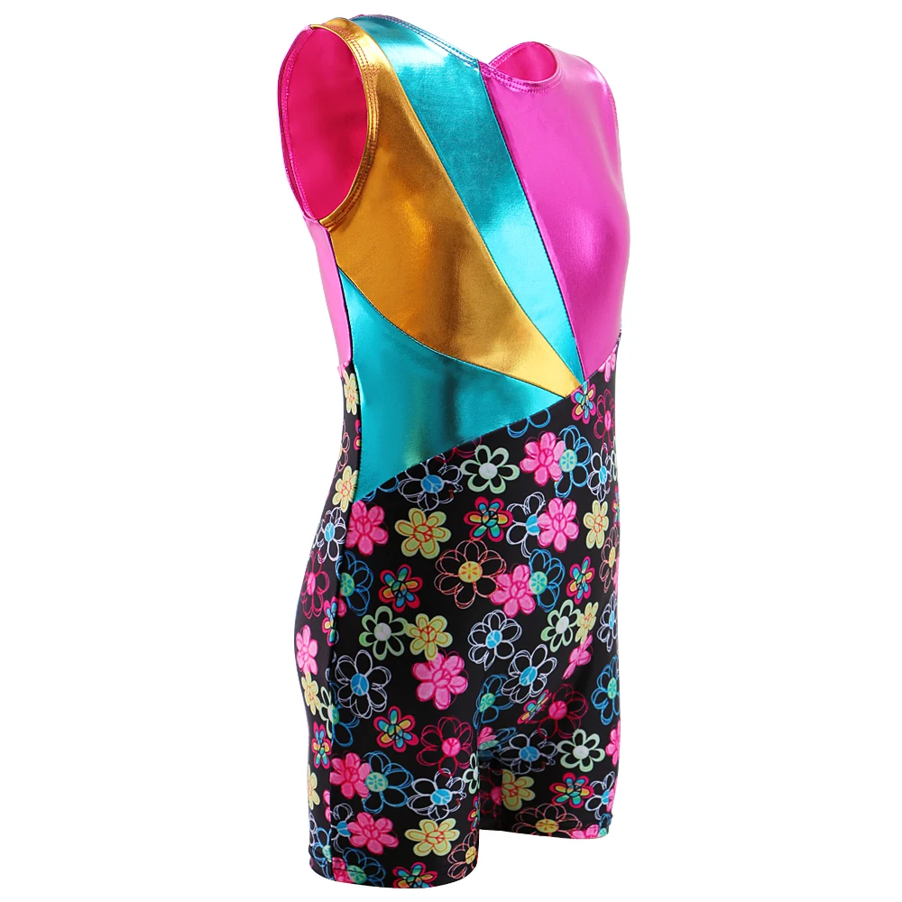 Гимнастический купальник с шортами для девочек Детский костюм без рукавов