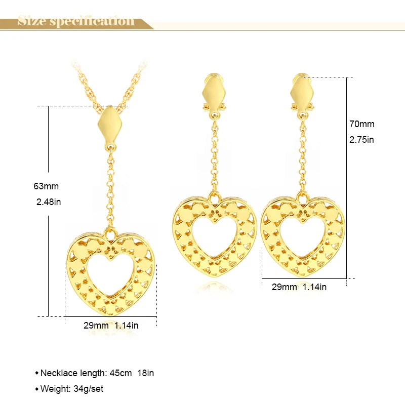 Sunny Jewelry Romantic Sets For Women Necklace Earrings Pendant Heart Hollow Party Wedding Engagement | Украшения и аксессуары