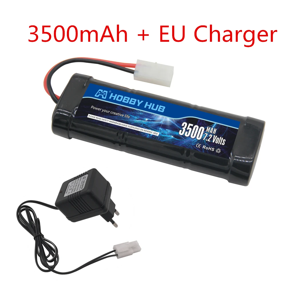 Paquete de bater&iacute;a Ni-MH de 7,2 V y 5000mAh con enchufe Tamiya, cargador de 7,2 v y bater&iacute;a SC * 6 celdas para coches de carreras RC, barcos, juguetes RC-4