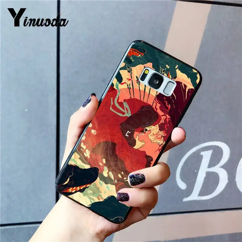 Чехол Yinuoda для телефона с японским художественным рисунком черный мягкий